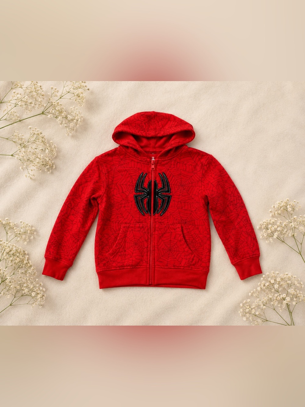Marvel Spider-Man Zip Hoodie | Boys Size 6 | Red Graphic Sweatshirt
